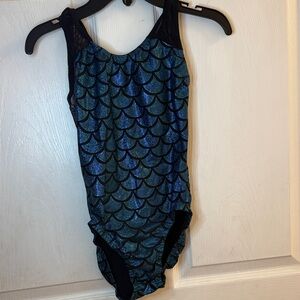Dance/ gymnastic leotard Shimmery Blue-Green Mermaid Scale Bodysuit